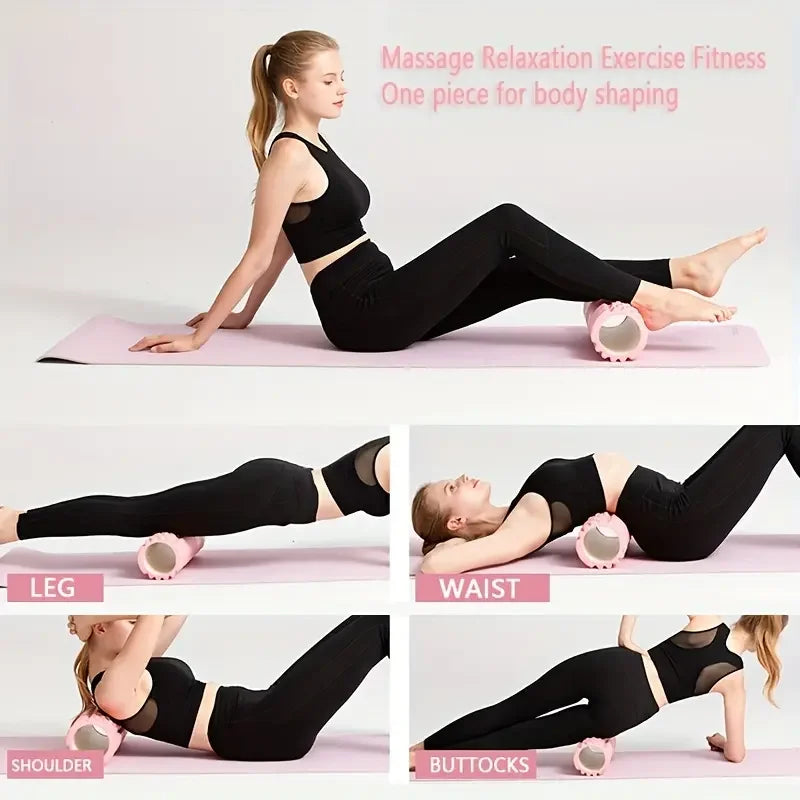 1 rodillo de masaje de espuma, columna de yoga hueca, equipo de fitness para masaje muscular, fisioterapia y rehabilitación deportiva, Rolle