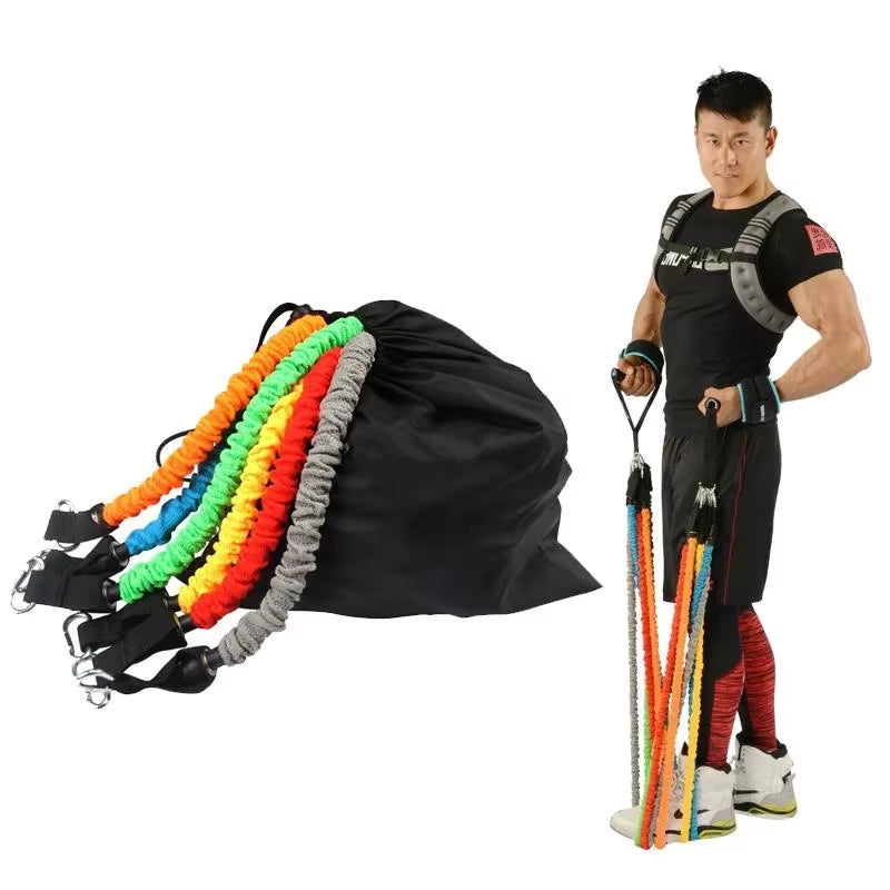 Juego de bandas de resistencia de 150 libras, 11 piezas, equipo de gimnasio para el hogar, entrenamiento con pesas, bandas elásticas de goma, expansor de entrenamiento