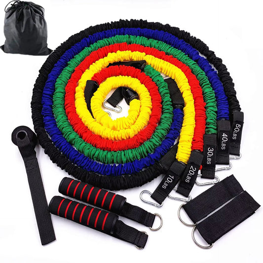 Juego de bandas de resistencia de 150 libras, 11 piezas, equipo de gimnasio para el hogar, entrenamiento con pesas, bandas elásticas de goma, expansor de entrenamiento